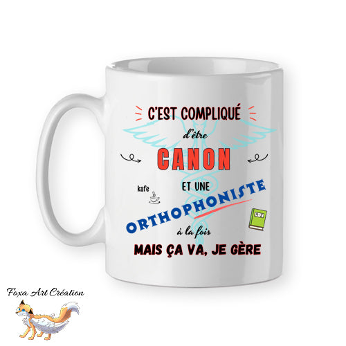 Mug Orthophoniste Canon, tasse cadeau prénom personnalisable