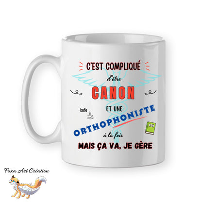 Mug Orthophoniste Canon, tasse cadeau prénom personnalisable