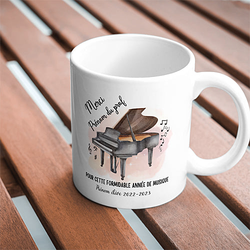 Mug Merci pour cette belle année de Musique, prof de musique, piano, tasse cadeau prénom personnalisable