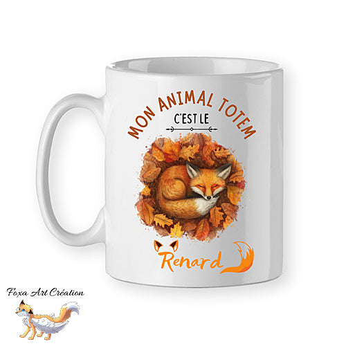 Mug Renard Roux Animal Totem, Endormi en Automne, tasse cadeau