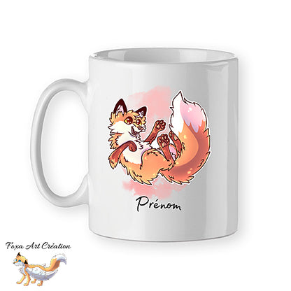 Mug Renard Roux, Joueur et Heureux, Flottant, tasse cadeau personnalisable