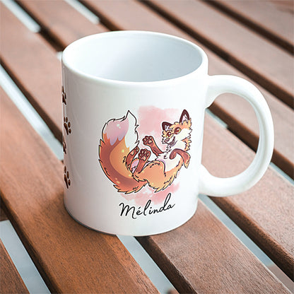 Mug Renard Roux, Joueur et Heureux, Flottant, tasse cadeau personnalisable