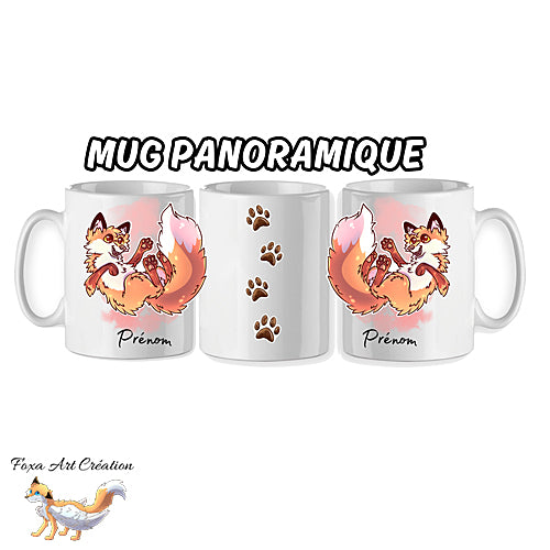 Mug Renard Roux, Joueur et Heureux, Flottant, tasse cadeau personnalisable