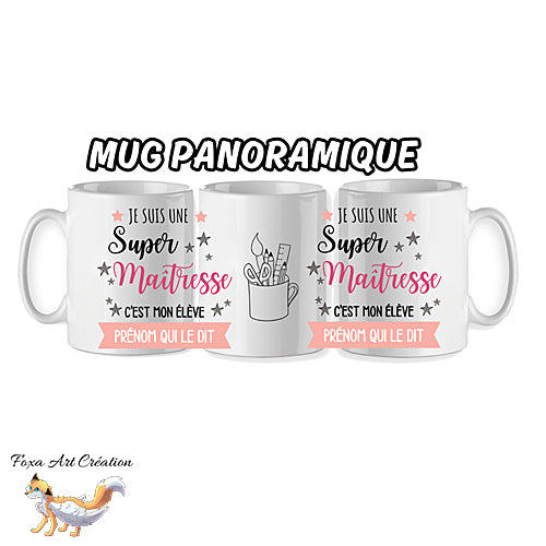 Mug Super Prof, Maître ou Maîtresse, tasse cadeau prénom personnalisable, cadeau d'élève