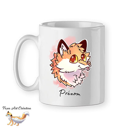 Mug Renard Roux qui pousse la langue, portrait, tasse cadeau personnalisable