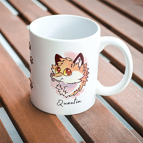 Mug Renard Roux qui pousse la langue, portrait, tasse cadeau personnalisable