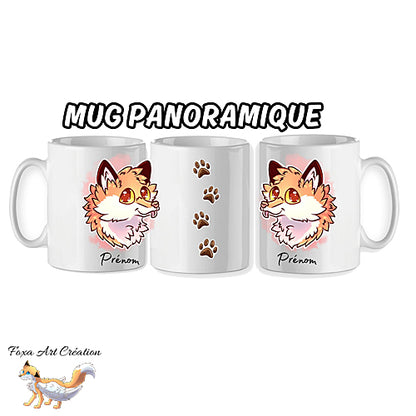 Mug Renard Roux qui pousse la langue, portrait, tasse cadeau personnalisable