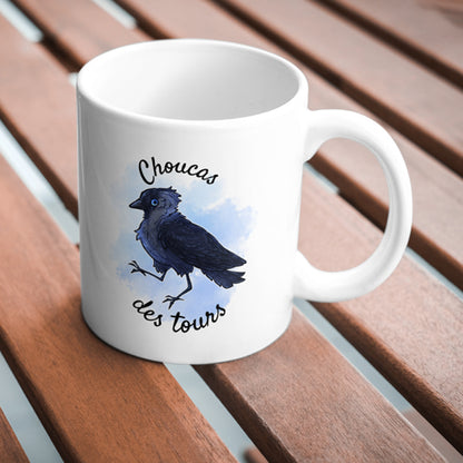 Mug Choucas des Tours, oiseau corvidé, tasse cadeau corbeau corneille