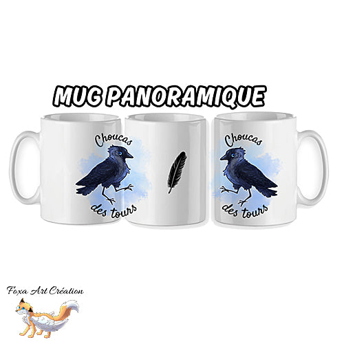 Mug Choucas des Tours, oiseau corvidé, tasse cadeau corbeau corneille