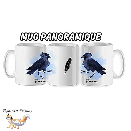 Mug Choucas des Tours, oiseau corvidé, tasse cadeau prénom personnalisable