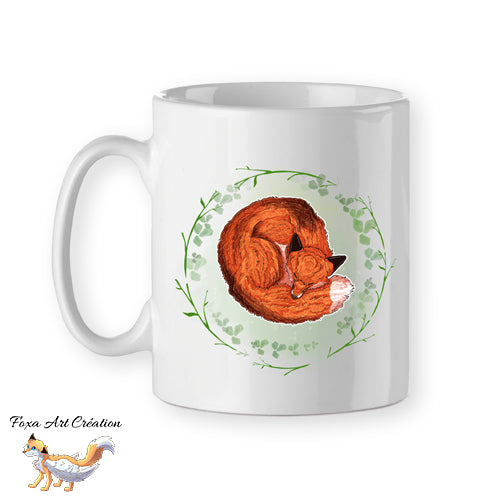 Mug Renard Roux Endormi, Illustration Douceur Nature, tasse cadeau, Faune Sauvage