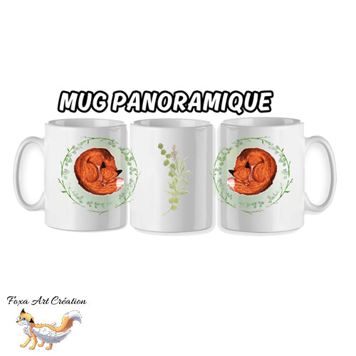 Mug Renard Roux Endormi, Illustration Douceur Nature, tasse cadeau, Faune Sauvage
