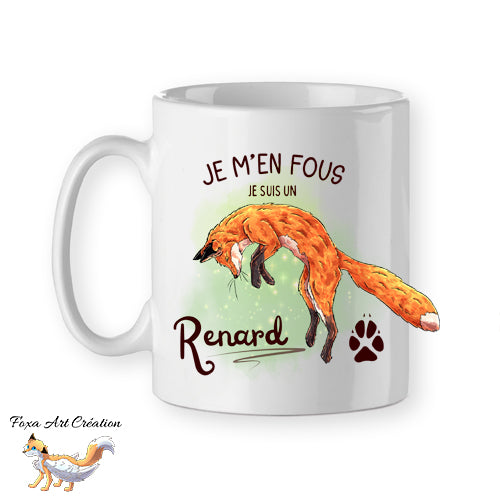 Mug Renard Roux "Je m'en fous je suis un Renard" - Tasse Céramique Humour Animal Illustration