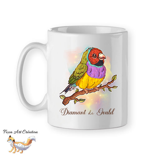 Mug Diamant de Gould - Tasse 8 Couleurs Oiseau Exotique NAC Illustration