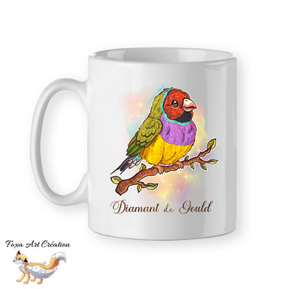 Mug Diamant de Gould - Tasse 8 Couleurs Oiseau Exotique NAC Illustration