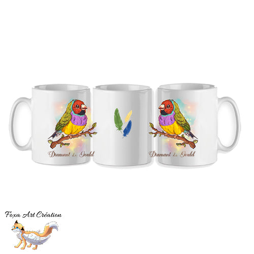 Mug Diamant de Gould - Tasse 8 Couleurs Oiseau Exotique NAC Illustration