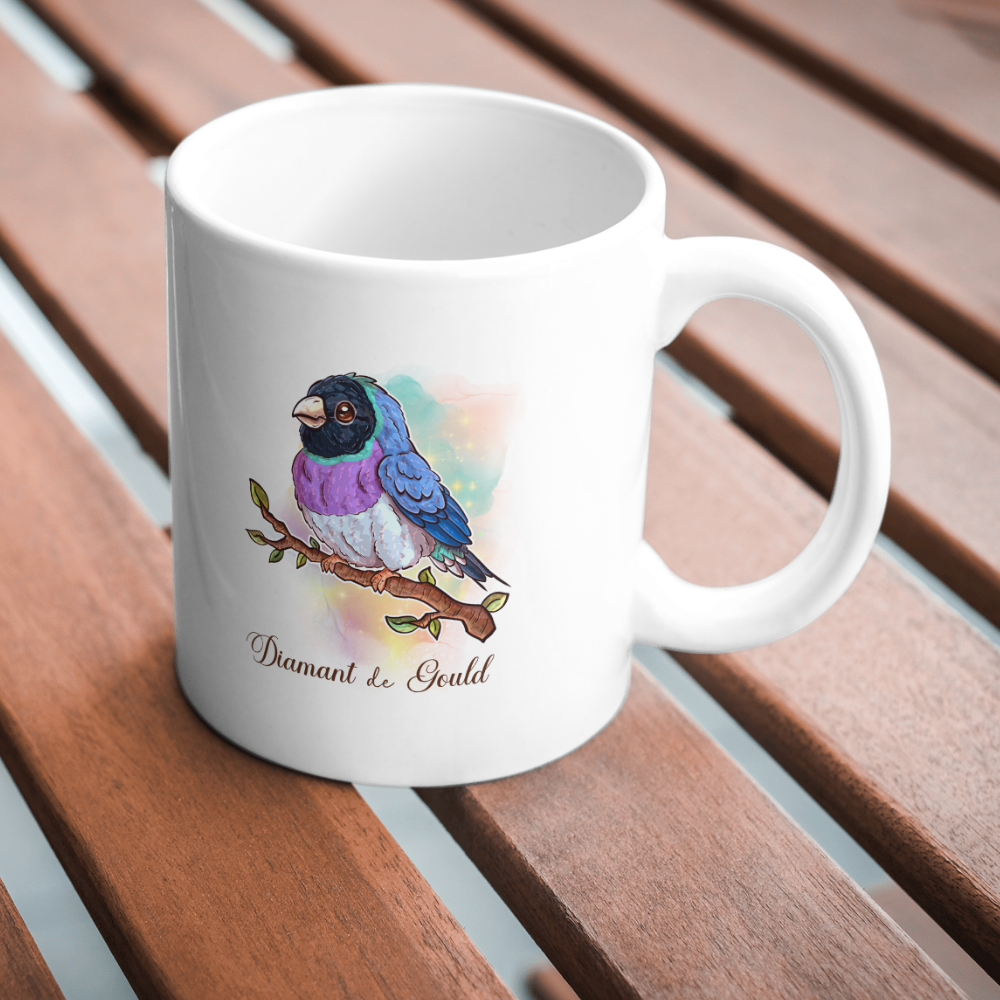 Mug Diamant de Gould bleu - Tasse 8 Couleurs Oiseau Exotique NAC Illustration
