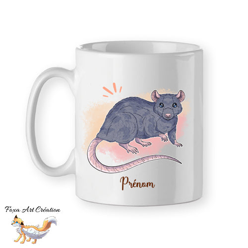Mug Rat Domestique Prénom - Tasse Personnalisable 9 Couleurs Rongeur NAC Illustration