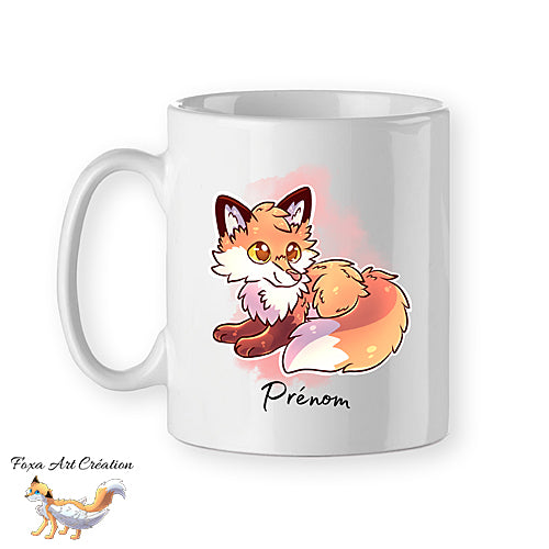 Mug Renard Roux mignon couché personnalisable