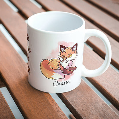 Mug Renard Roux mignon couché personnalisable