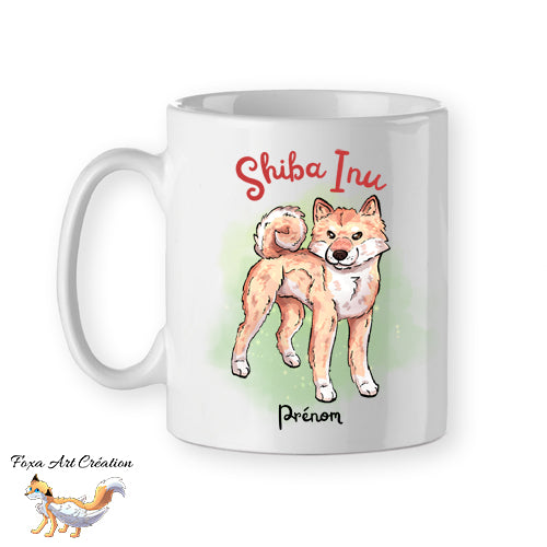Mug en céramique illustré d un Shiba Inu couleur crème personnalisé