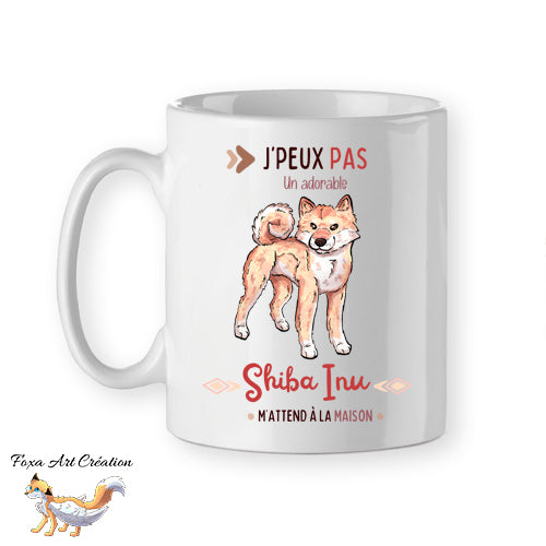 Mug humoristique en céramique illustré d un Shiba Inu crème clair par Foxa Art Création