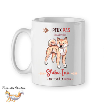 Mug humoristique en céramique illustré d un Shiba Inu crème clair par Foxa Art Création