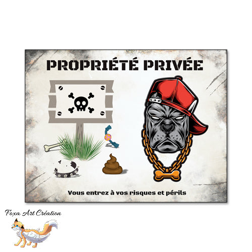 Plaque Attention Chien, Propriété Privée, Défense d'entrer, je monte la garde, molosse