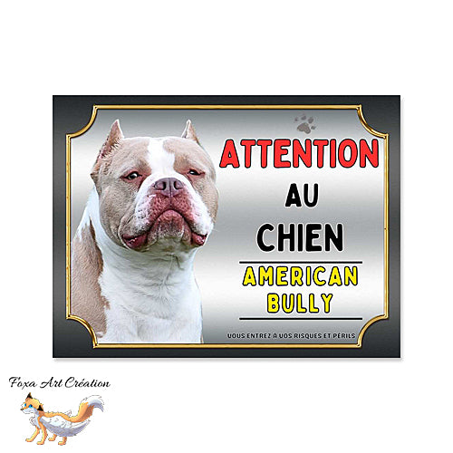 Plaque attention au chien race American Bully monte la garde Panneau pancarte (2)