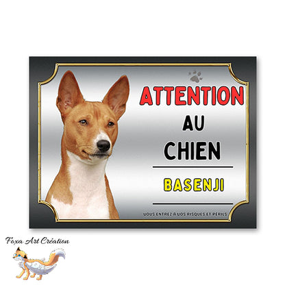 Plaque Basenji Attention au chien Panneau