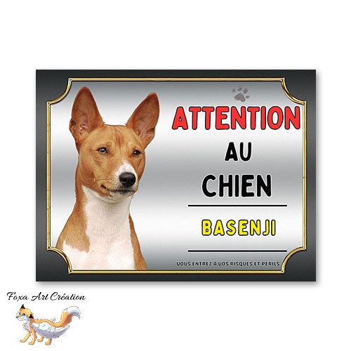 Plaque Basenji Attention au chien Panneau