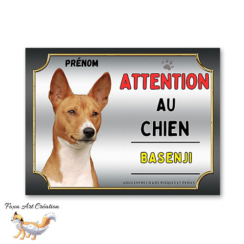Plaque Basenji Attention au chien Panneau