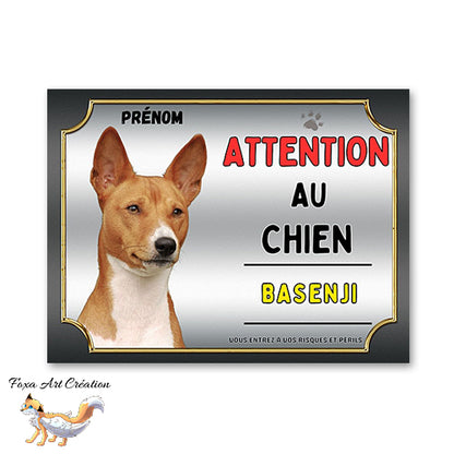 Plaque Basenji Attention au chien Panneau