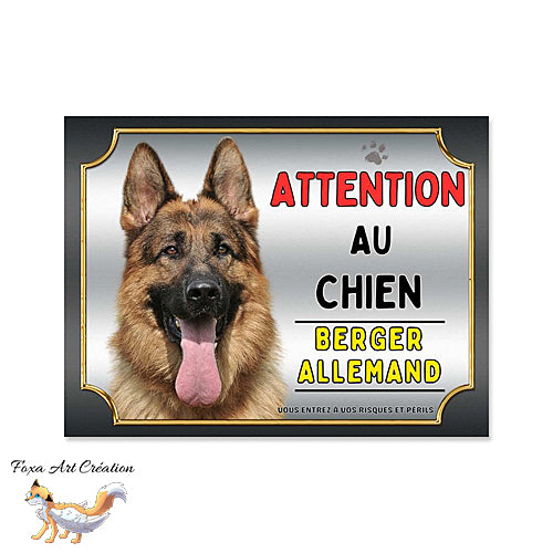 Plaque chien Attention Berger Allemand monte la garde (1)