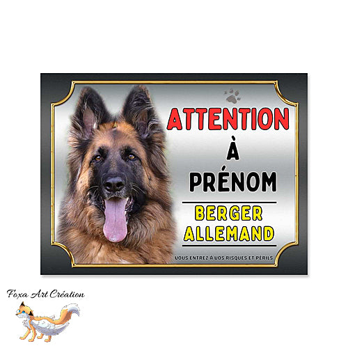 Plaque chien Attention Berger Allemand monte la garde