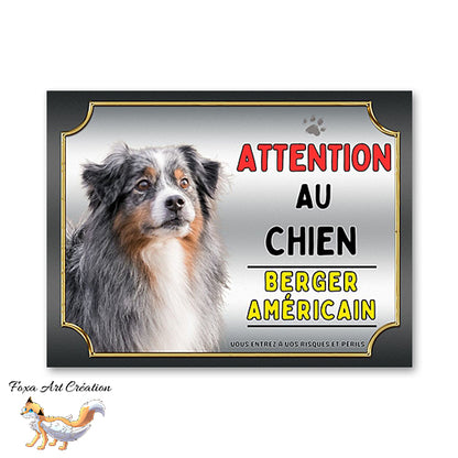 Plaque Berger Américain Attention au chien Panneau