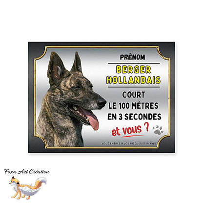 Plaque de portail Berger Hollandais cours le 100 mètres en 3 secondes et vous
