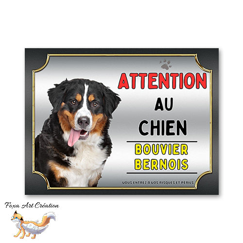 Plaque Bouvier bernois Attention au chien Panneau de portail 