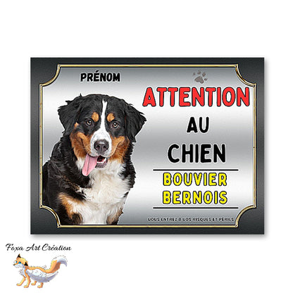 Plaque Bouvier bernois Attention au chien Panneau de portail 