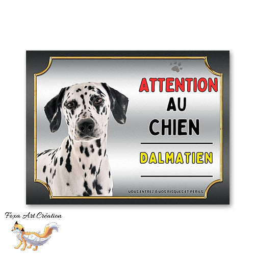 Plaque de portail Dalmatien Panneau pancarte Attention au chien
