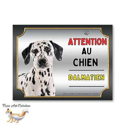 Plaque de portail Dalmatien Panneau pancarte Attention au chien