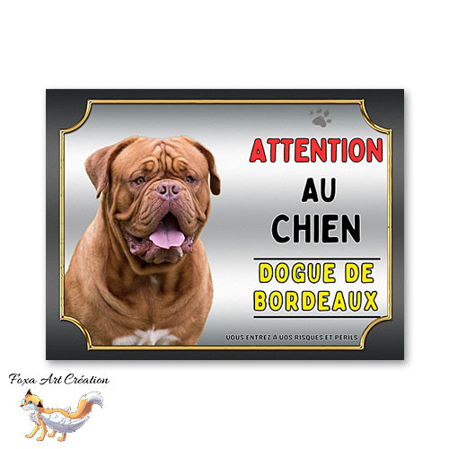 Plaque Dogue de Bordeaux Attention au chien Panneau pancarte
