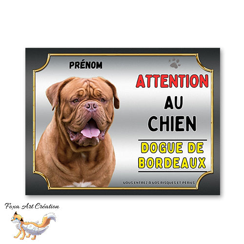 Plaque Dogue de Bordeaux Attention au chien Panneau pancarte