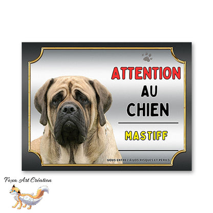 Plaque Mastiff Attention au chien Panneau pancarte