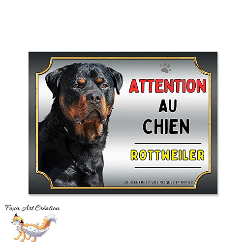Plaque Attention au chien race Rottweiler monte la garde (1)