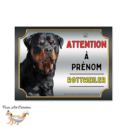 Plaque Attention au chien race Rottweiler monte la garde (1)