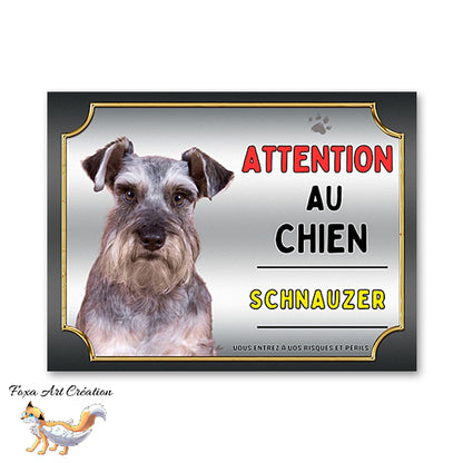 Plaque Schnauzer Attention au chien Panneau pancarte