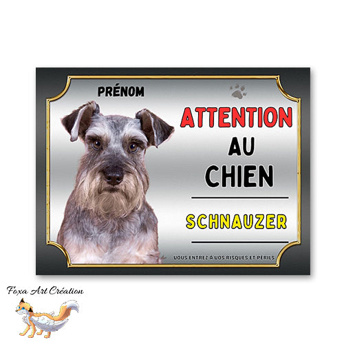 Plaque Schnauzer Attention au chien Panneau pancarte