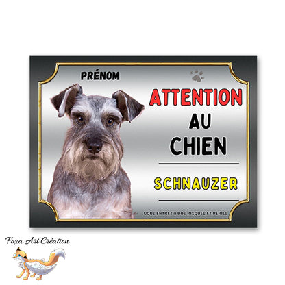 Plaque Schnauzer Attention au chien Panneau pancarte
