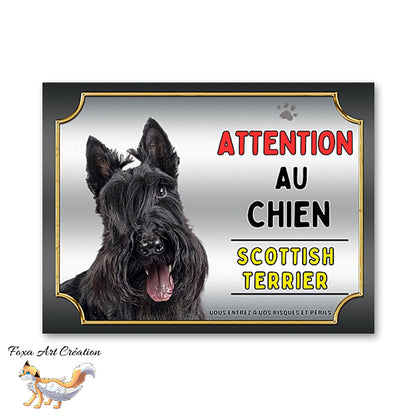 Plaque Scottish Terrier Attention au chien Panneau pancarte